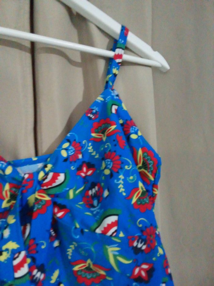 Tankini bleu motif fleurs colorées Taille 42 BPC - photo numéro 5