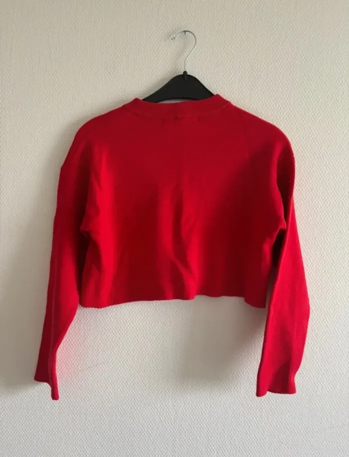 Pull rouge col montant - photo numéro 3