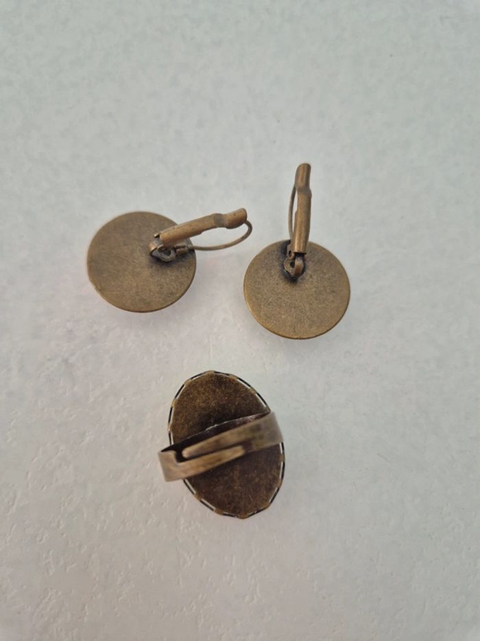 Boucles oreille et bague chat - photo numéro 3