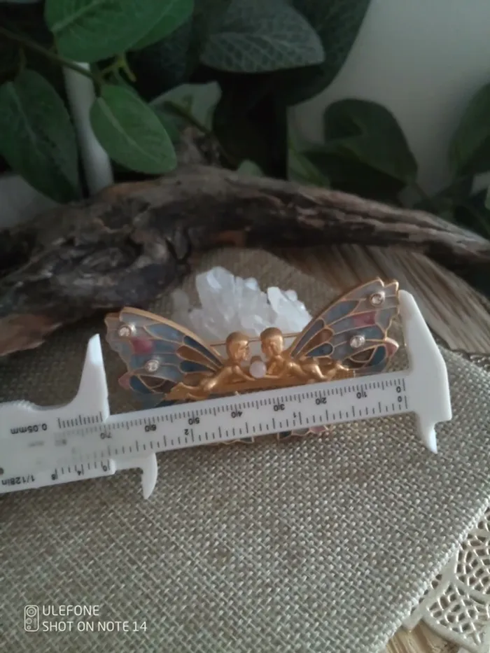 Broche anges ailés avec pierre de sélénite naturelle - photo numéro 3