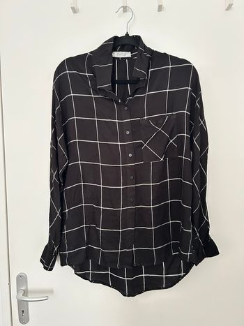 Chemise femme manches longues noir carreaux blanc Promod 40