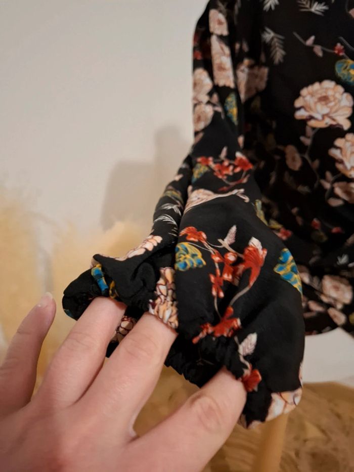 Blouse noire portefeuille Fleurie Anna karel taille S 36 - photo numéro 6