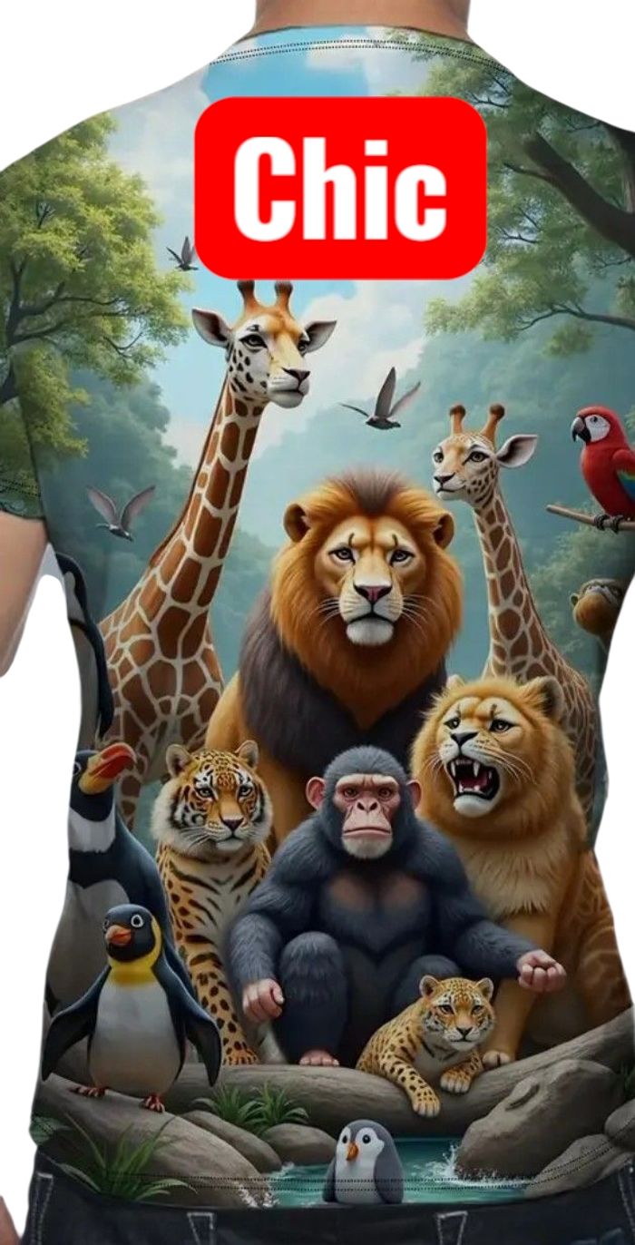 Tshort Safari avec motif animaux de la savane - photo numéro 6