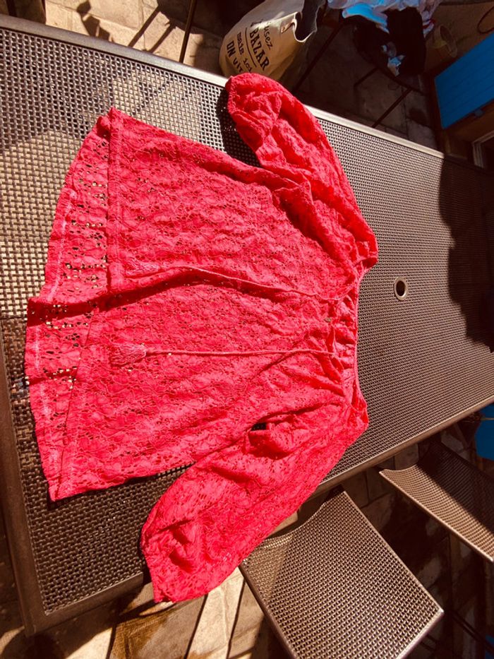 Ample Tunique en dentelle, rose, vif, taille unique - photo numéro 7