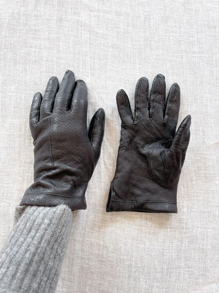 Paire de gant noir fabriqué en Italie doublure - photo numéro 6