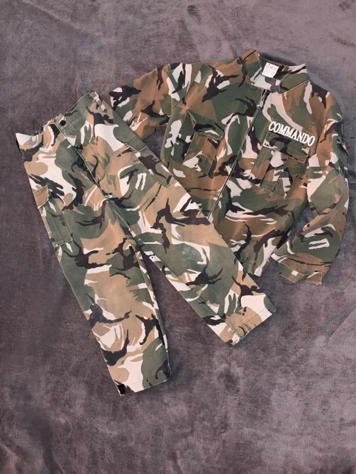Déguisement commando camouflage garçon taille 8 ans en très bon état - photo numéro 4