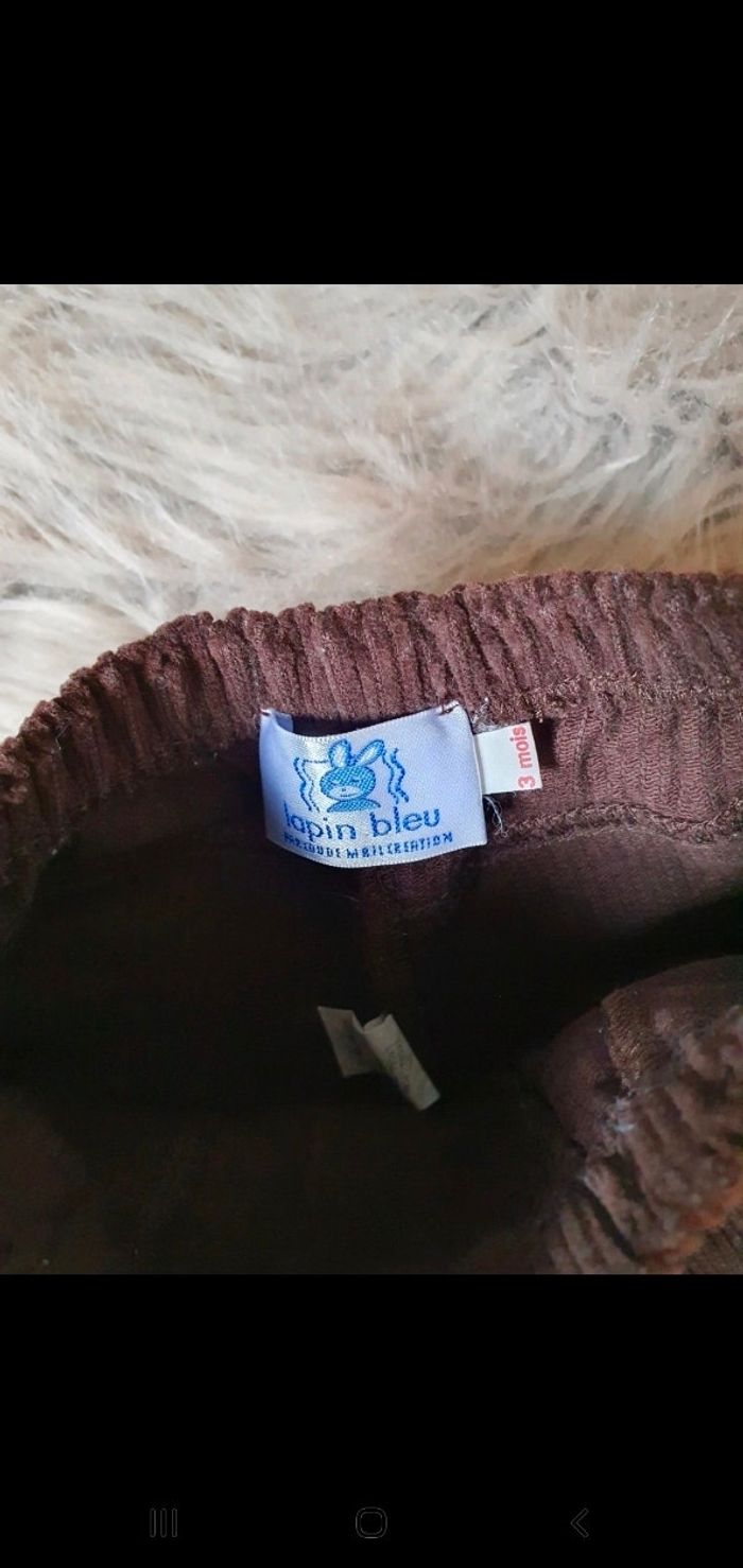 Pantalon velours marron lapin bleu 3 mois - photo numéro 4