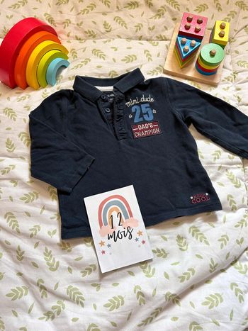 polo manches longues bleu marine kiabi 12 mois