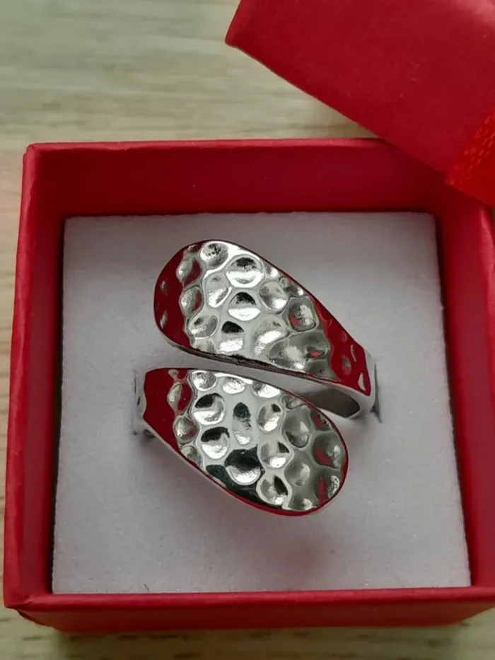 Bague large, réglable, style Bohème, argentée - photo numéro 2