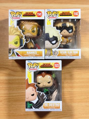 Lot 3 Funko Pop! MHA - Hawks 1141 Fatgum 1142 Re-Destro 1523 Neuf