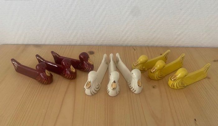 Lot de 9 reposes couteaux canards multicolores Vallauris - photo numéro 1