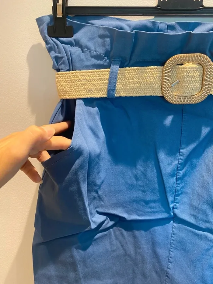 Jupe femme bleu jeans (bleu gris) TU avec ceinture - photo numéro 3