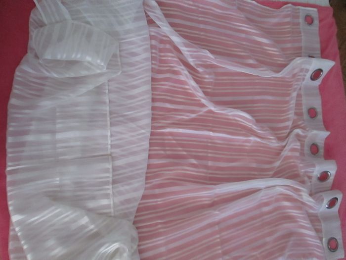 Paire de voilages blancs rayés - photo numéro 2
