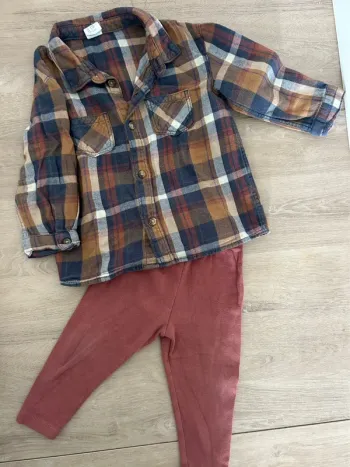Ensemble bébé garçon H&M chemise + legging Zara