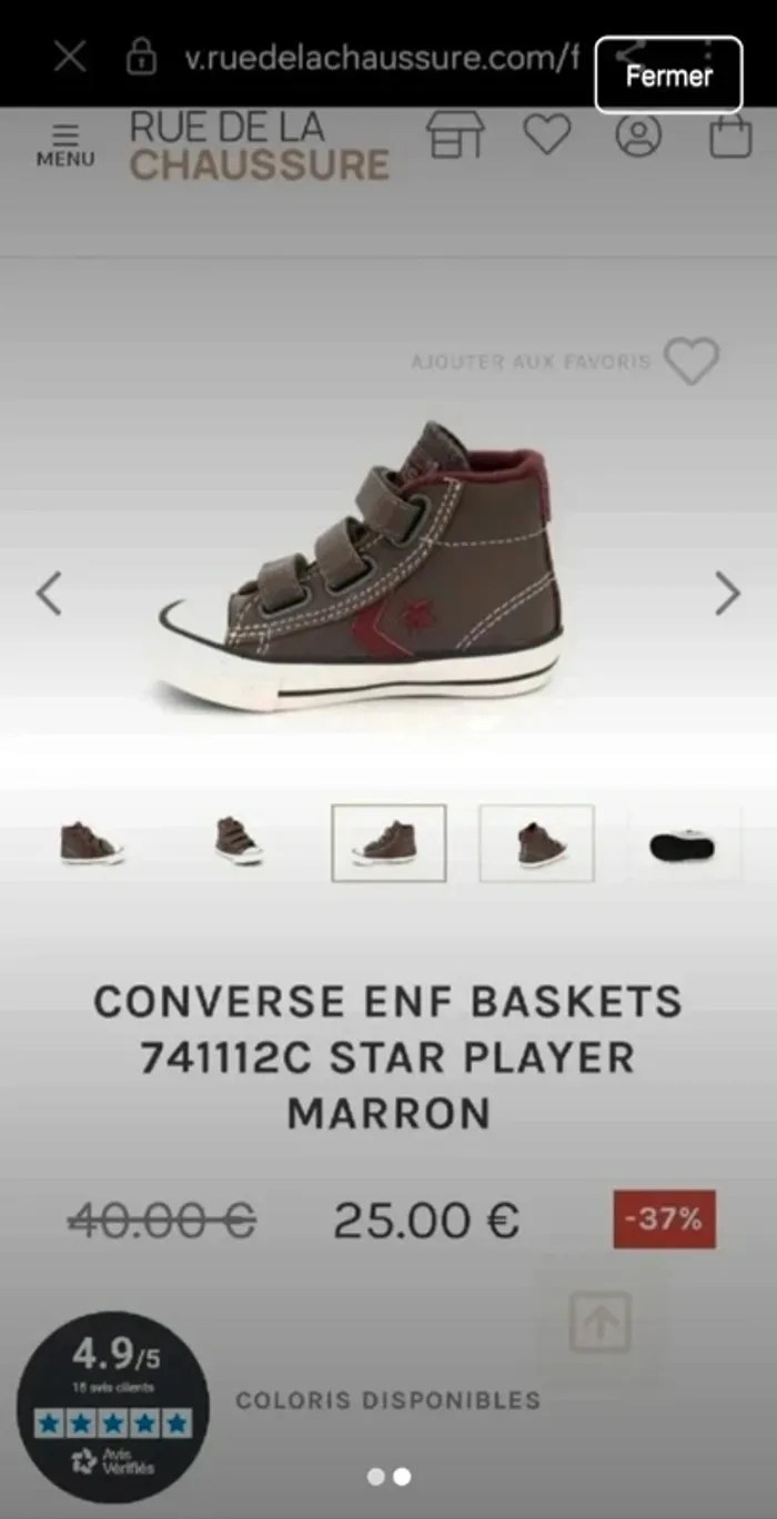 Chaussure enfant fille converse Pointure 20 - photo numéro 2