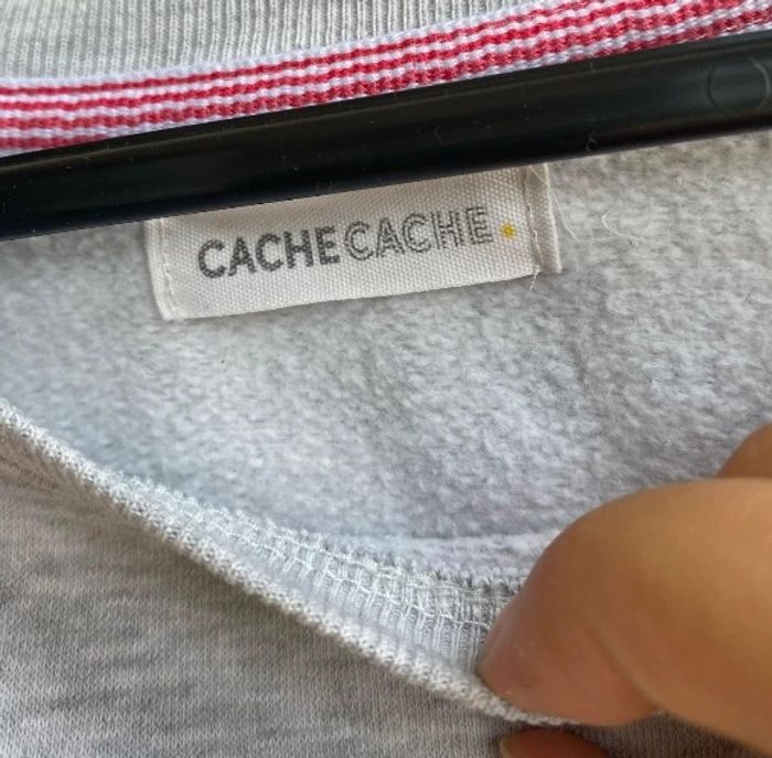 🎀Pull Gris "Team bonheur " Brodé Rose Taille M cache cache 🎀 - photo numéro 5