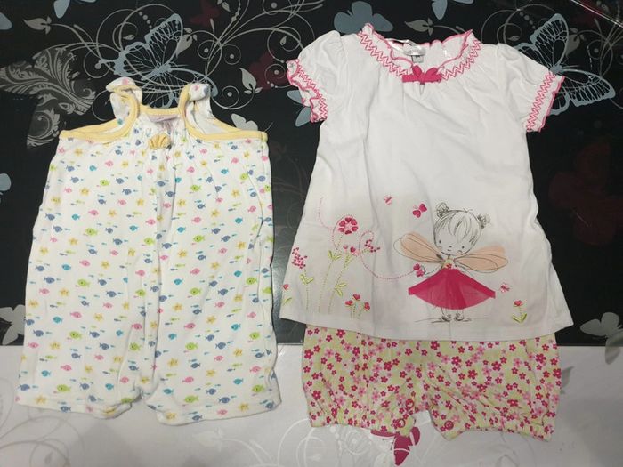 "N°106" Lot de 2 Combinaisons Été Fille (9 mois)