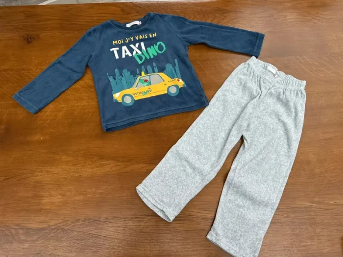 Pyjama deux pièces Tissaia gris et bleu 3 ans - photo numéro 4