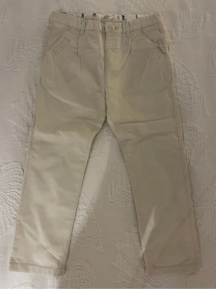Pantalon fille coton beige neuf