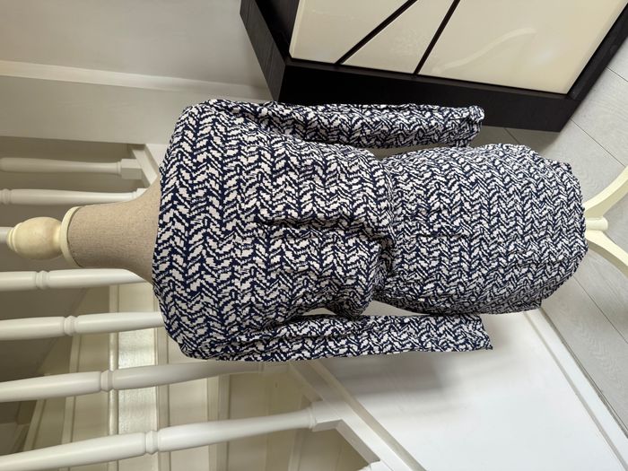 Robe Mango crème et bleu marine à manches longues - photo numéro 4
