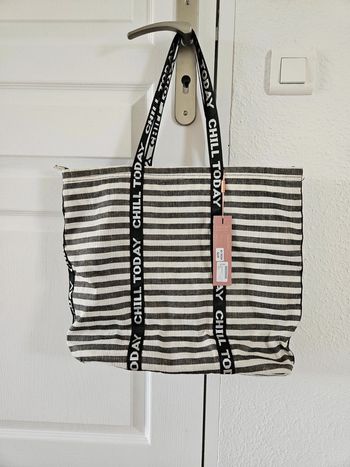Sac à main rayé noir et blanc neuf