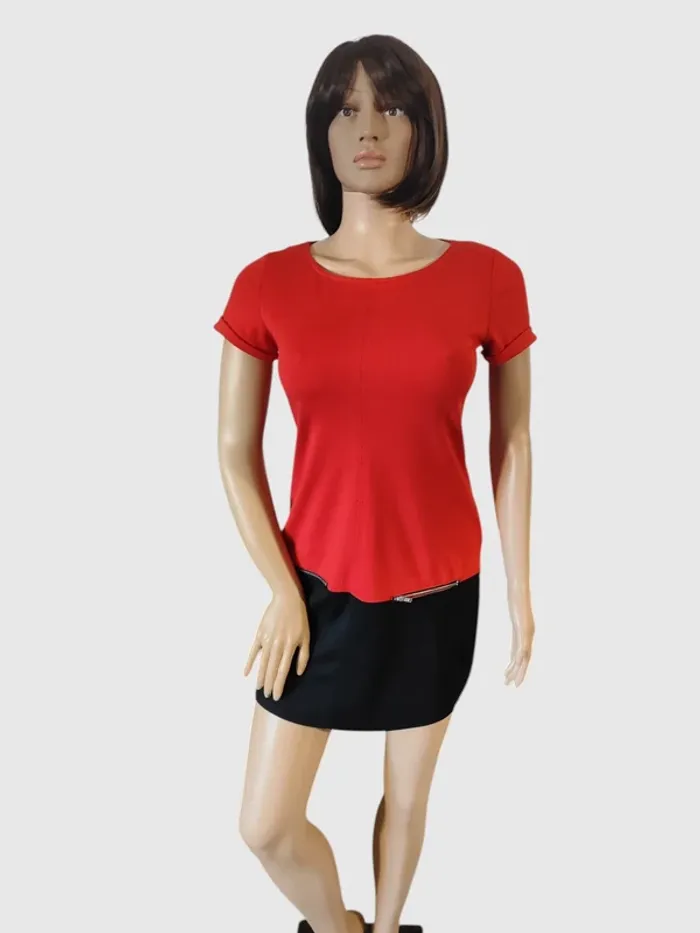Robe Mini Cache Cache Rouge, Taille 38 - Style Color Block Tendance ! - photo numéro 2
