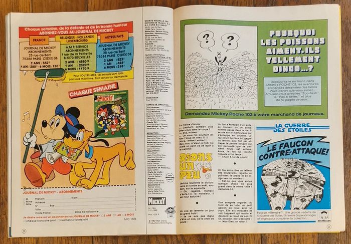 Ancien journal de mickey avec poster géant Les Aristochats 1982 N°1584 vintage - photo numéro 12