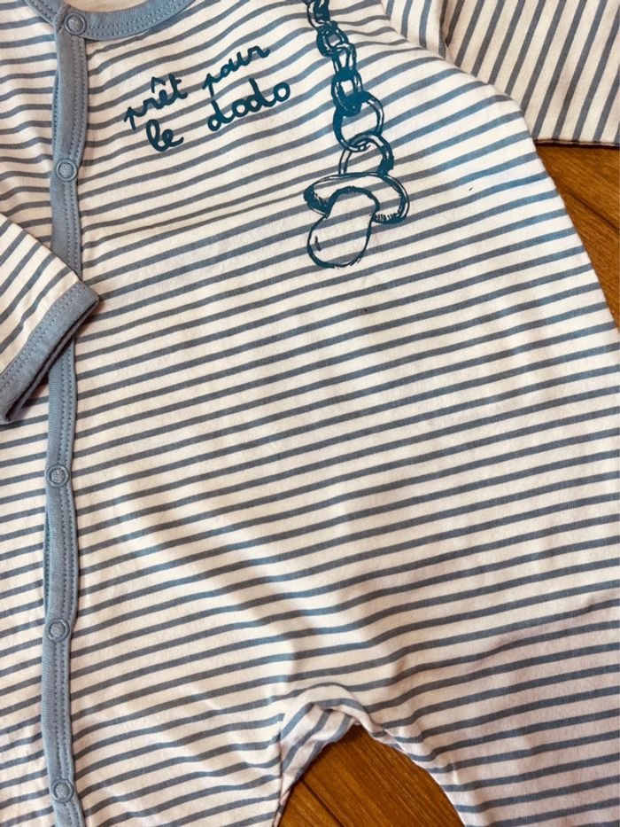 Taille 6 mois pyjama d’été sans pied garçon TCF blanc et bleu * rayures * 💙 - photo numéro 2