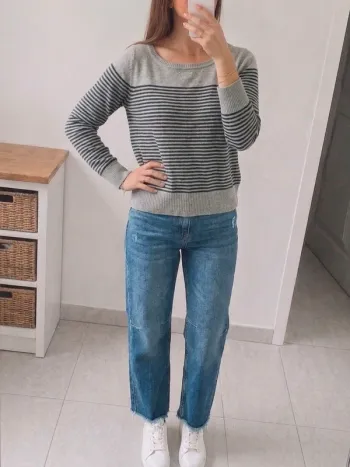 🌸 Pull Sandro léger gris rayé - légèr & élégant - Taille 1 / XS