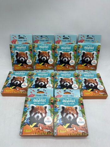 Lot de 10 paquets Panini de 15 pochettes Chacun Le Monde des animaux Neuf   
