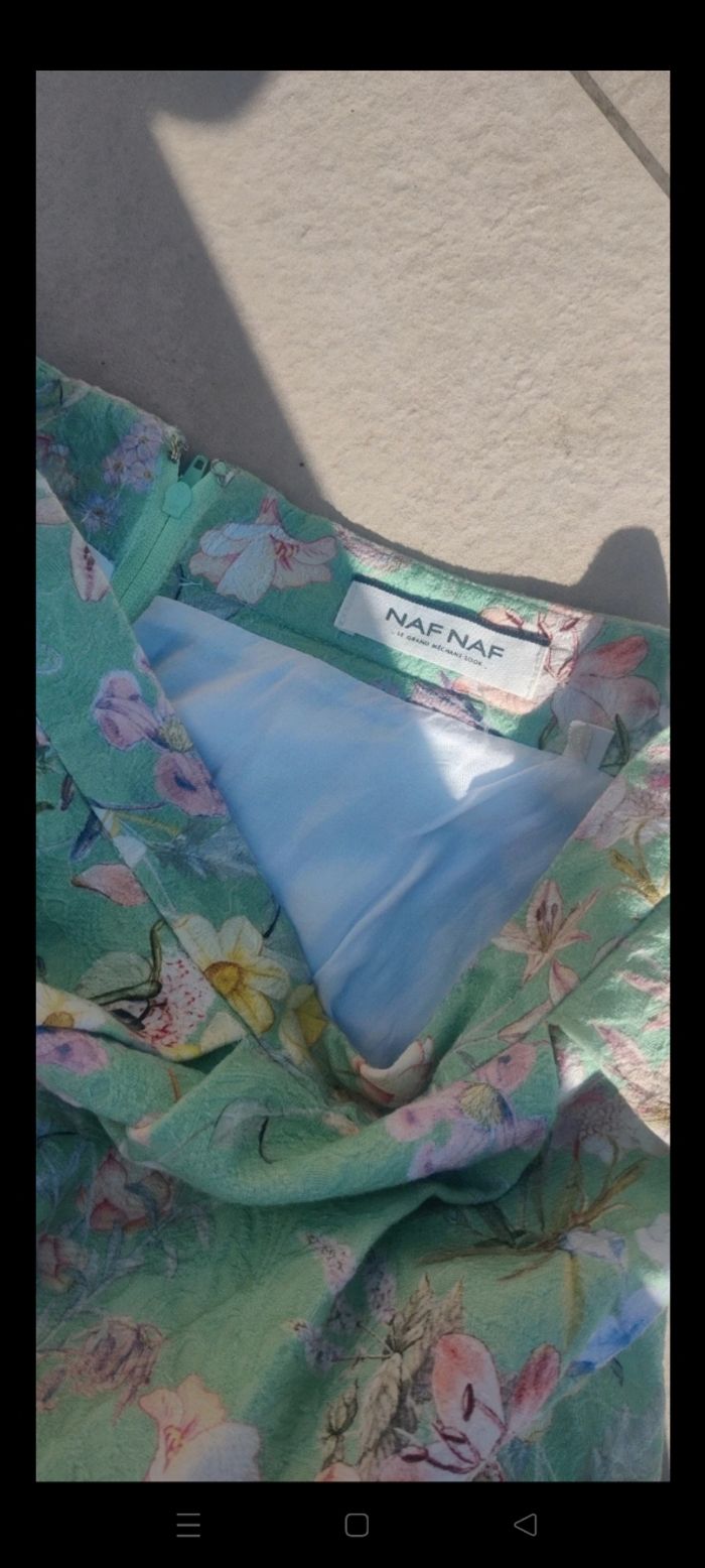 Jupe mi genou Naf Naf taille 38 vert pâle - photo numéro 3