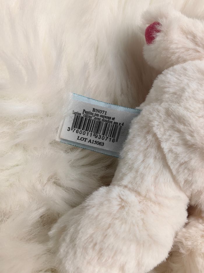 Doudou mouchoir peluche pantin ours ourson câlins Baby Nat BN071 Blanc Rose - photo numéro 5