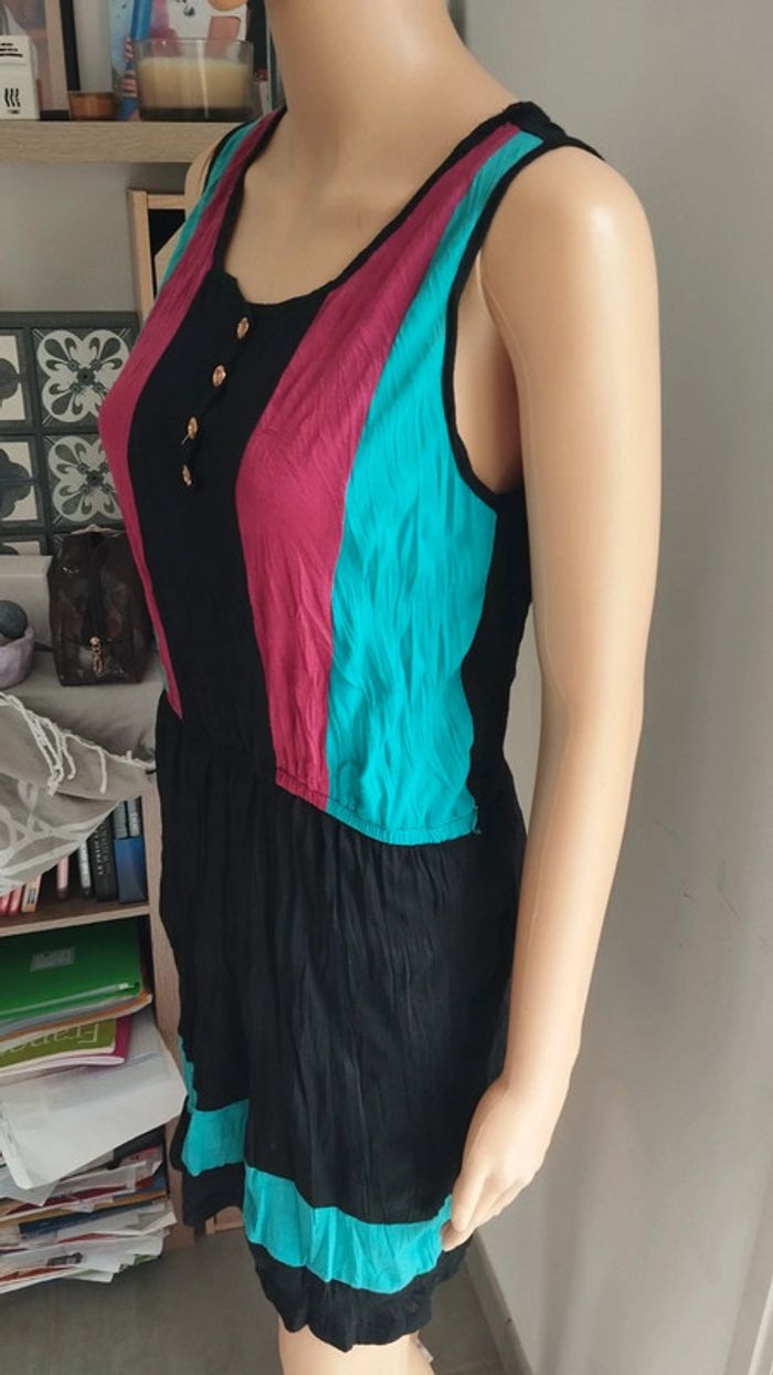 Robe noire taille l/xl bandes rose et verte - photo numéro 6