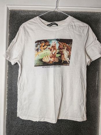 T-shirt blanc oversize Tableau Aphrodite en chat - Tally Weijl 