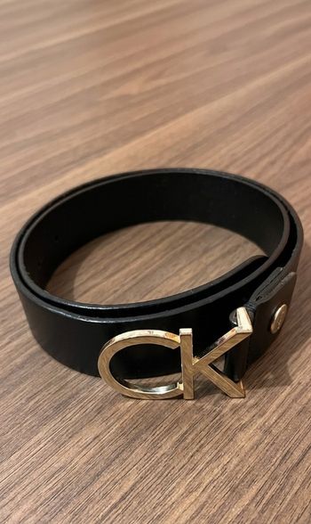 Ceinture CALVIN KLEIN Cuir Noir & Or - Taille 34 (XS)
