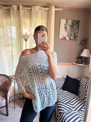 Top maille filet grunge bohème champêtre western country y2k