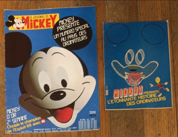 Ancien journal de mickey avec livret ordinateurs N°1895 - 1988 vintage