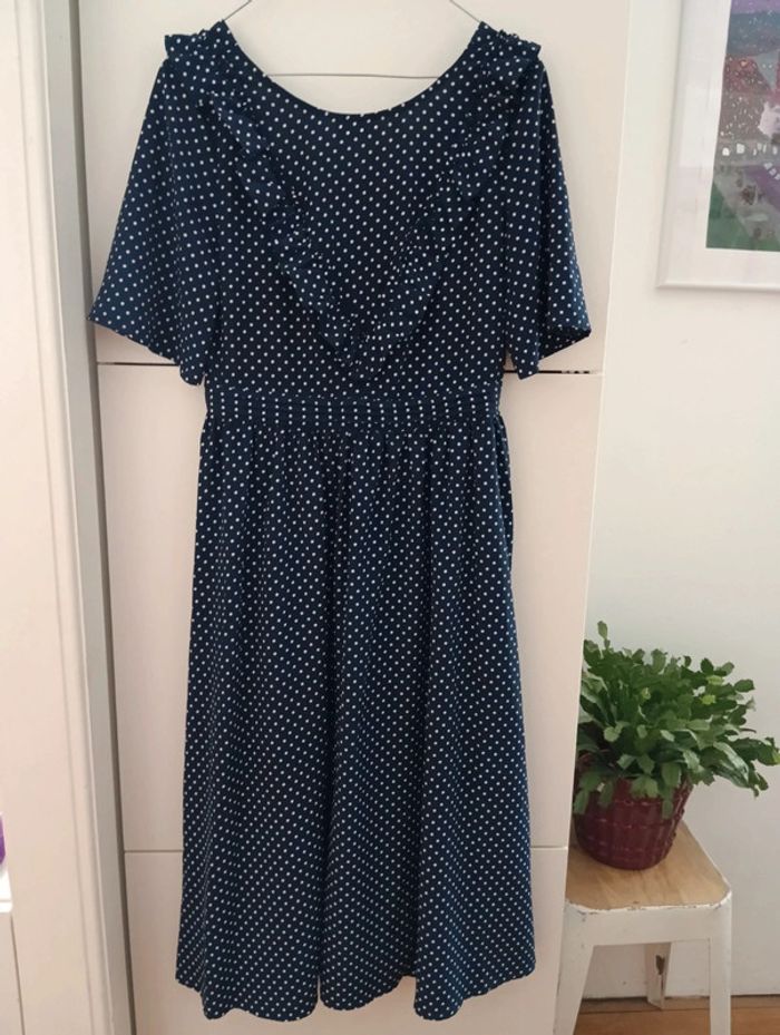 Robe bleu foncé à pois FRNCH taille M - photo numéro 3
