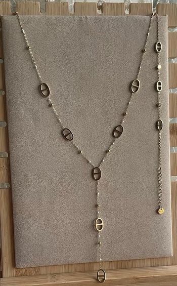 Collier Y maille marine 