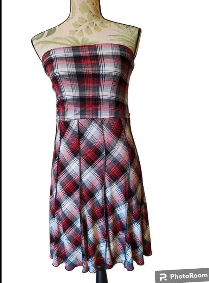 Robe été bustier tartan fluide 36