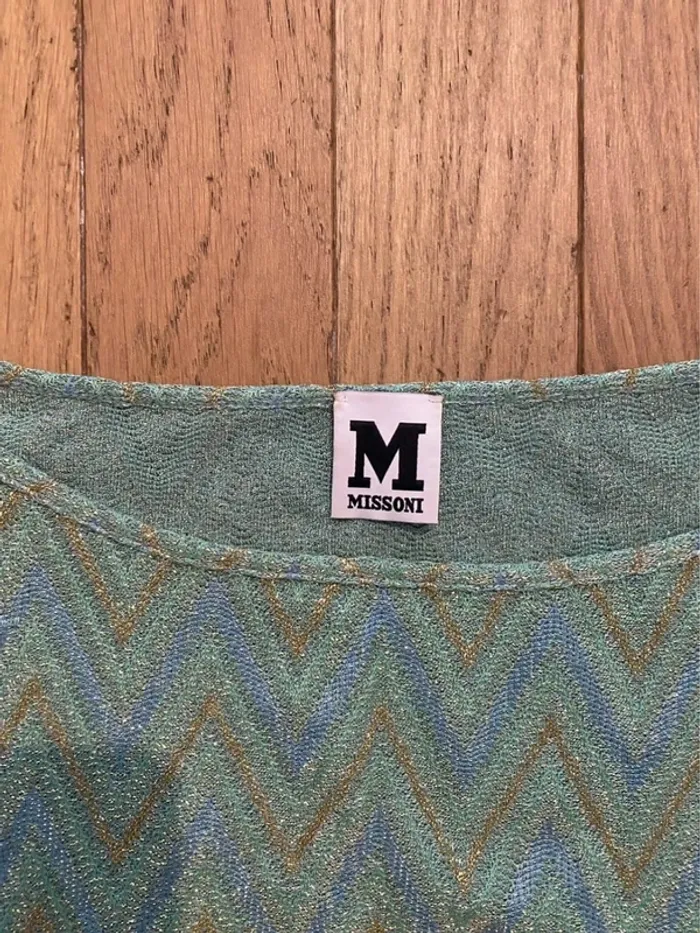 Top overize turquoise et doré Missoni taille M - photo numéro 3