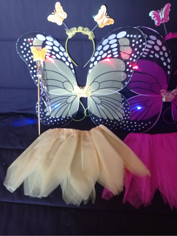 Lot déguisement papillon jaune et fushia à LED - photo numéro 5