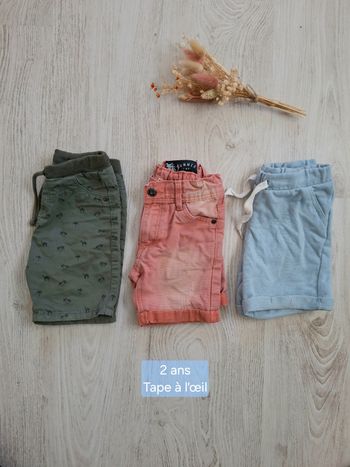 Lot/ensemble short bébé garçon Tape à l'oeil/TAO/Mots d'enfants- 2 ans
