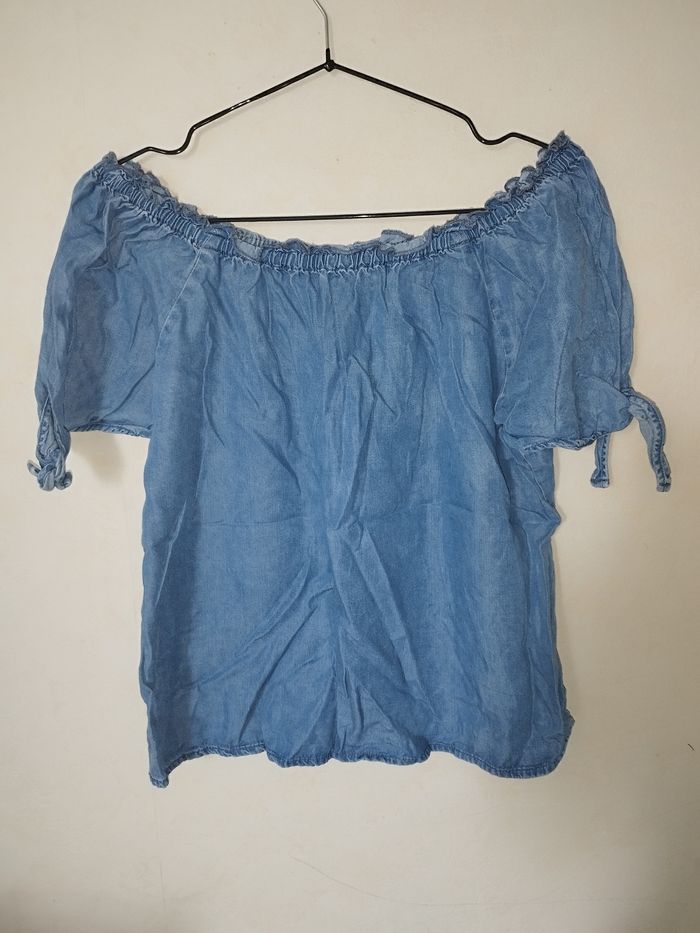 Top jeans épaules dénudées