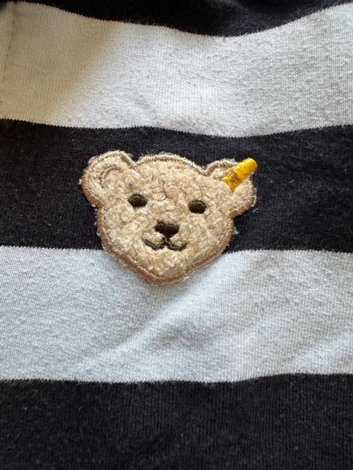 Polo Steiff manches longues rayé noir et blanc 12 mois - photo numéro 2