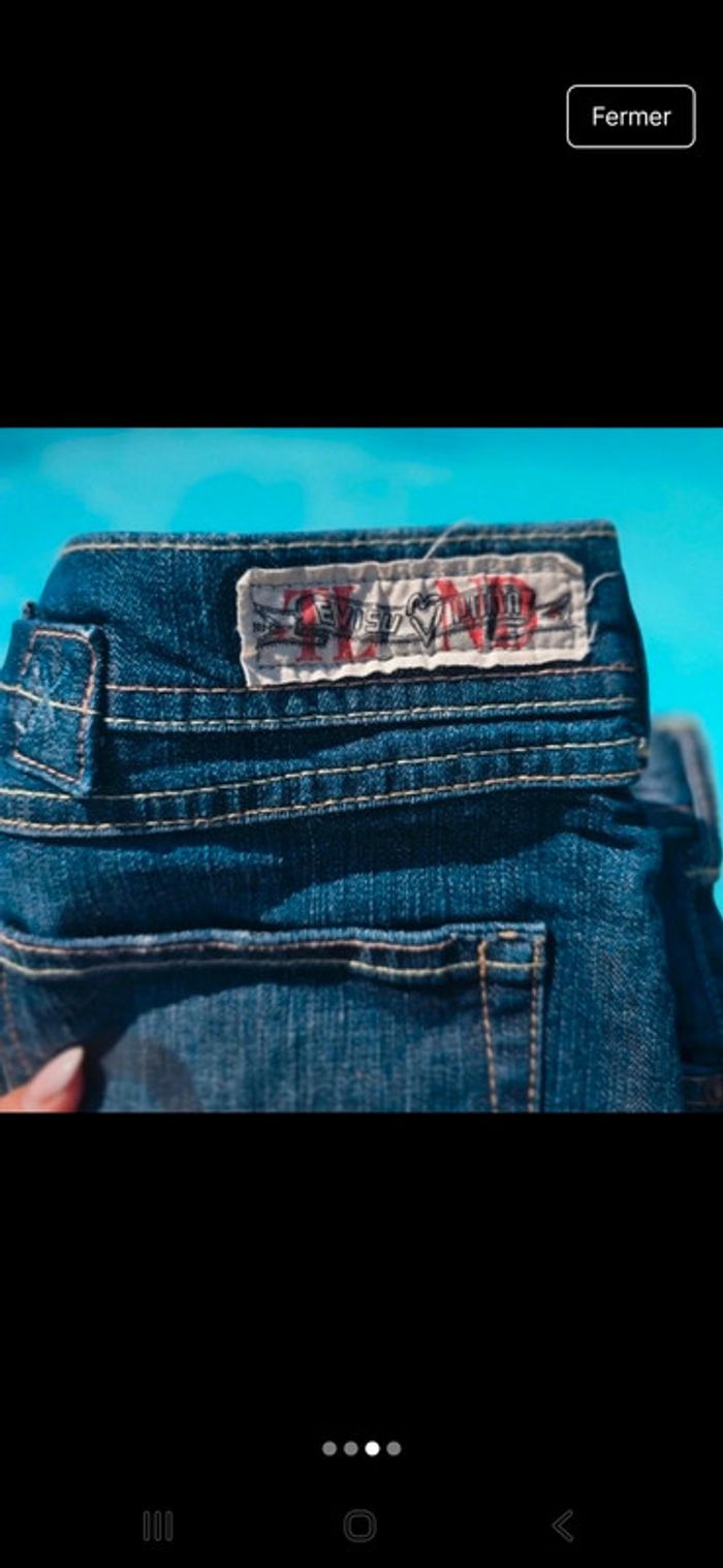 Jupe evisu x puma mini jupe skirt en jeans denim taille 30 tbe y2k - photo numéro 3