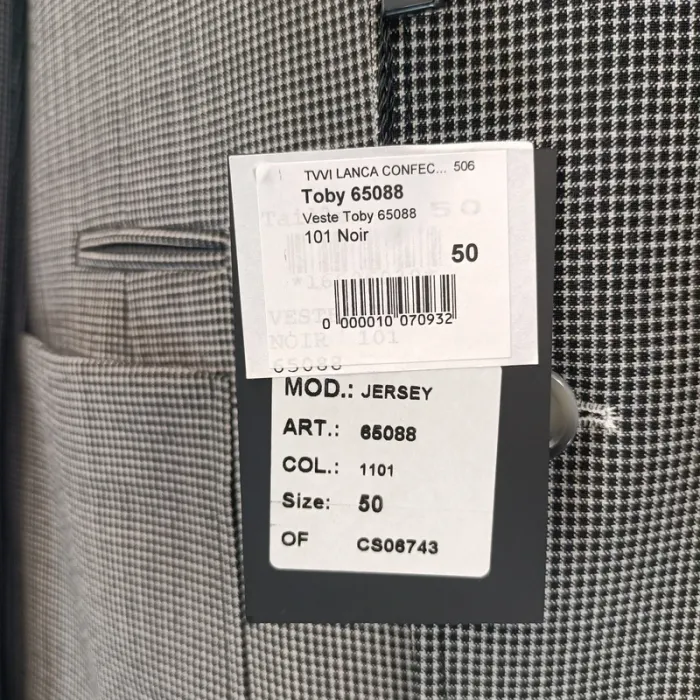 Veste grise - veste de costume grise quadrillée noir et blanc relief - A465 veste grise - photo numéro 7