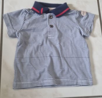 lee cooper polo bébé taille 3 mois rayures bleu/blanc col marine liseré rouge
