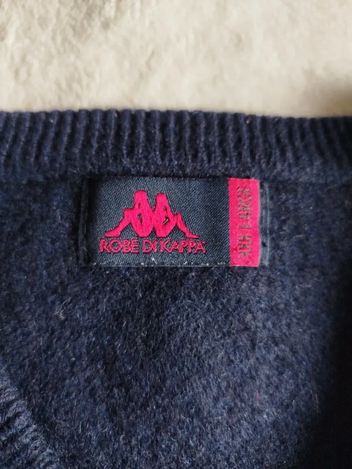 Pull marine col V Robe di Kappa 100% laine - photo numéro 2