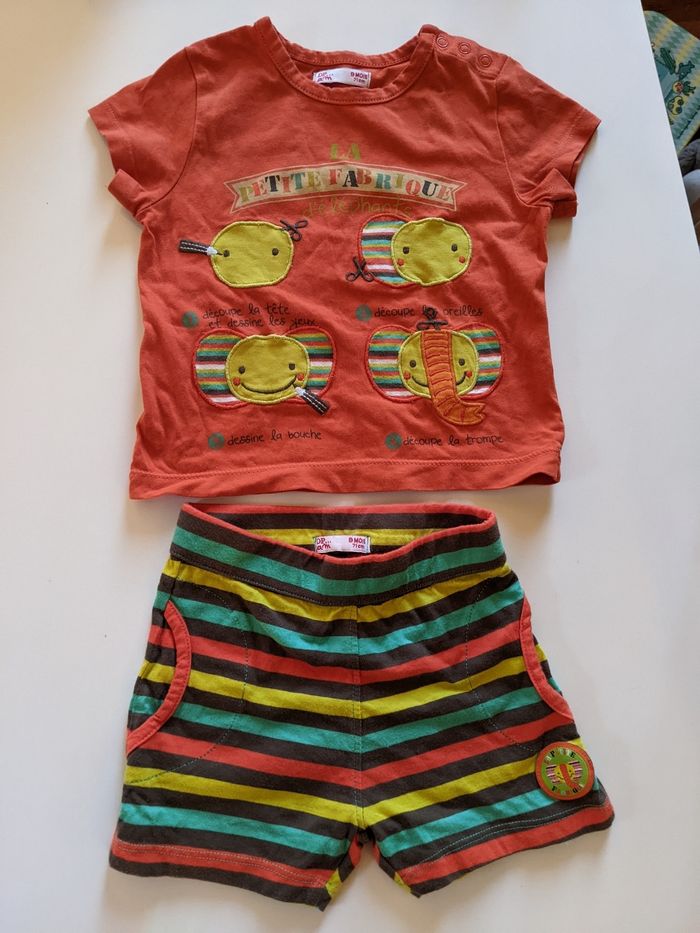 Ensemble tee shirt short DPAM 9 mois 71 cm